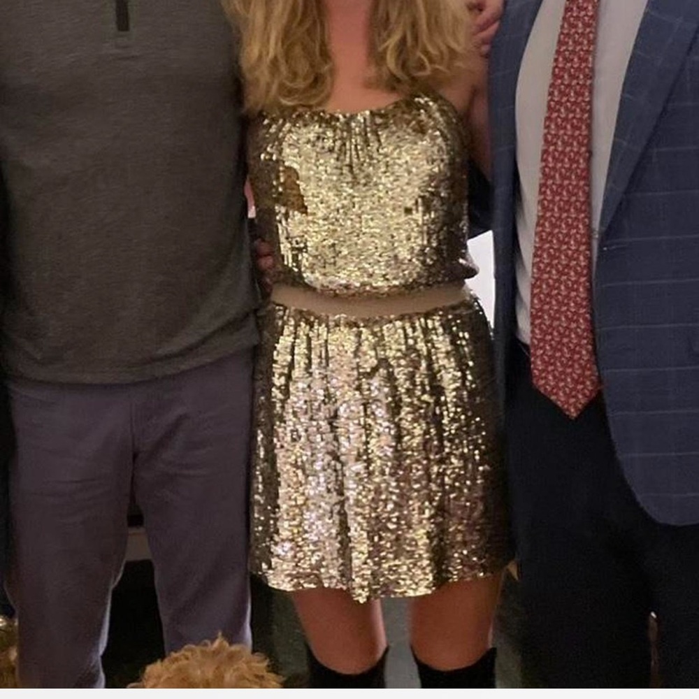 Parker Gold Embellished Mini Dress